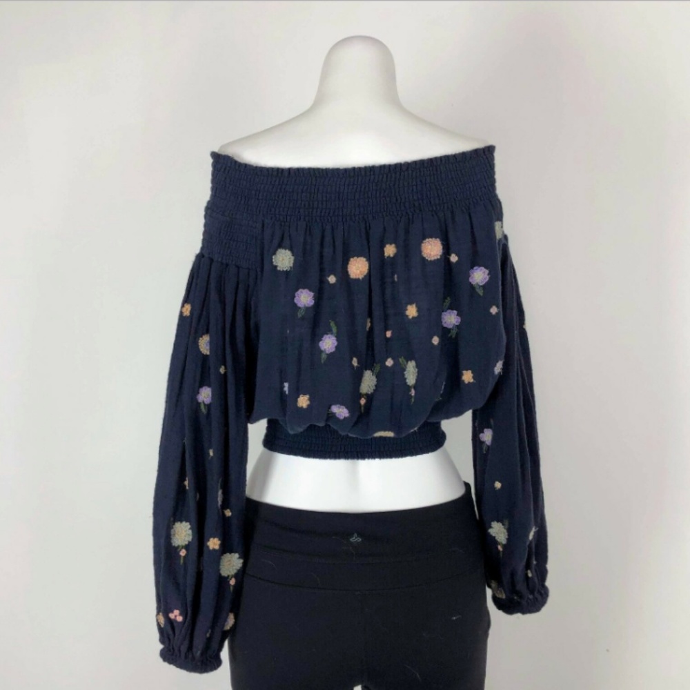 Free People Saachi Smocked Peasant Top Embroidered - Picture 7 of 8